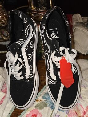 Vans Black & White Paisley Old Skool Sneakers